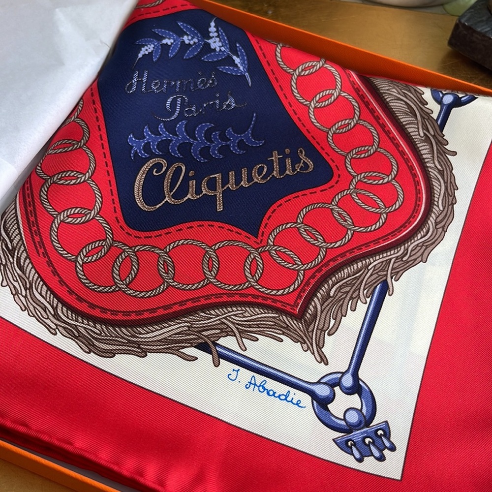 NWT! Hermes 90 cm Carre Cliquetis Silk Scarf with Box ATTENTION COLLECTORS - Picture 9 of 15